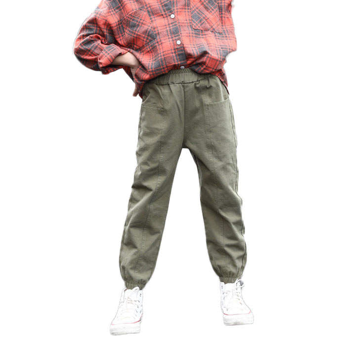 Girls Joggers Long Pants Pockets Outdoor Casual Trousers Big Pocket-ArmyGreen