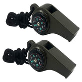 2 Pack Emergency Survival Whistle 3 in 1 Whistles with Compass and Thermometer