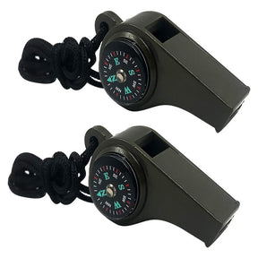 2 Pack Emergency Survival Whistle 3 in 1 Whistles with Compass and Thermometer