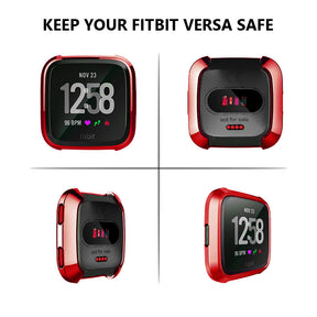 For Fitbit Versa Electroplated TPU Watch Case -Red