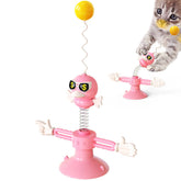 Cats Springs Toys Teaser Stick Balls Suction Cup Interactive Pet Supplies-Pink