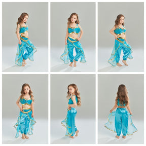 Fancy Princess Costume Set with Headband Sequin Party Dress for Girls