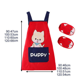 Children Cute Animal Pattern Painting Waterproof Apron Set-Puppy