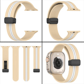 Silicone Bicolor Band with Magnetic Folding Buckle for Apple Watch-10