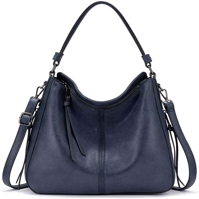 Handbags for Women Large Designer Ladies Hobo bag Bucket Purse Faux Leather-Darkblue