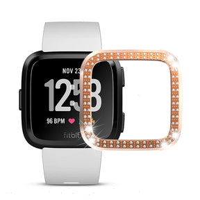 Double Row Diamond Bling Case For Fitbit Versa Cover-Rose Gold