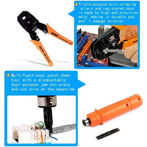 17 Pcs Network Tool Kit Ethernet Cable Crimper Punch Down Tool