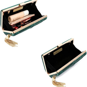 Womens Evening Clutch Bag Stain Fabric Bridal Purse For Wedding Prom Night Party-Champagne