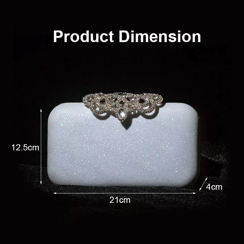 Ladies Rhinestones Clutch Crown Decoration Vintage Evening Bag-Silver