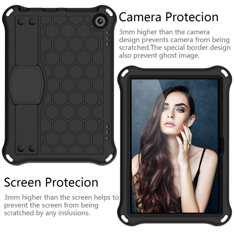 Hive Kindle Fire HD8/HD8 Plus (2020) Tablet Case Durable Stand Cover With Shoulder Strap-Black