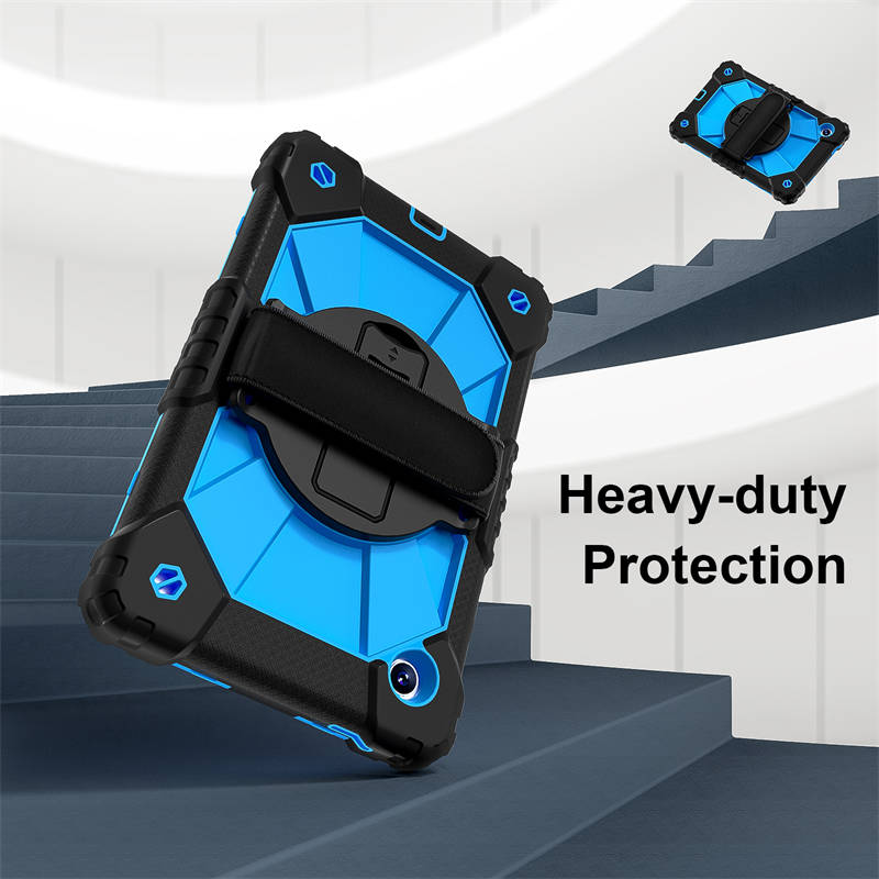 Rugged Tablet Case with Stand and Shoulder Strap for Samsung Galaxy A9-BlackBlue