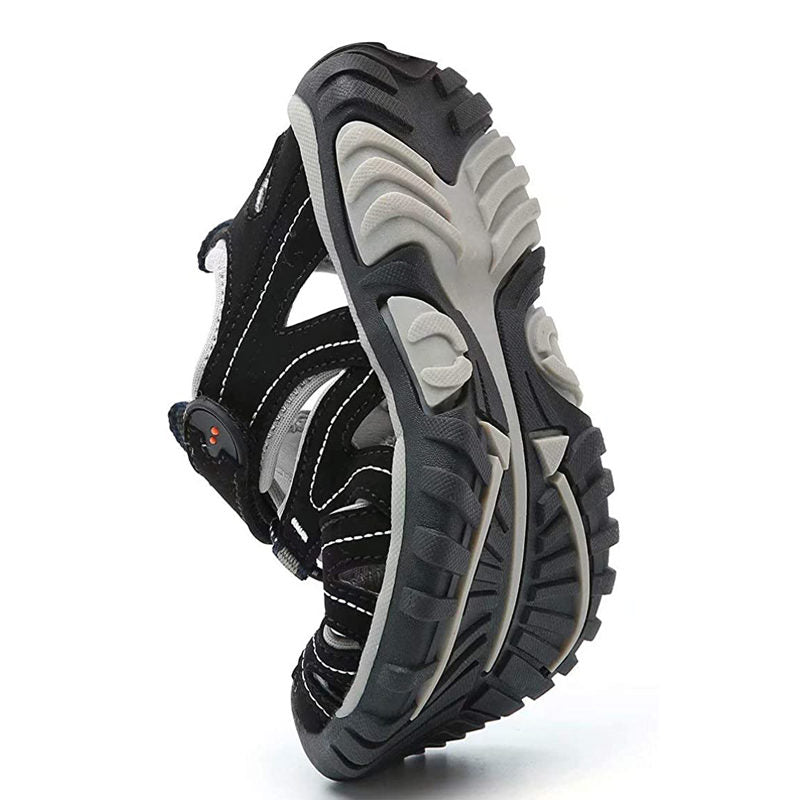 Boys Girls Sport Water Sandals Closed-Toe Outdoor Non-slip Flat-Black