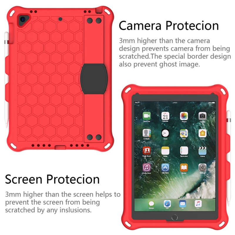 Hive iPad Case For iPad 5/6/Pro 9.7/iPad9.7 Durable Stand Cover With Shoulder Strap-RedBlack