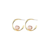 C-shaped Cotton Pearl Earrings Hoop Drop Studs for Women Girls