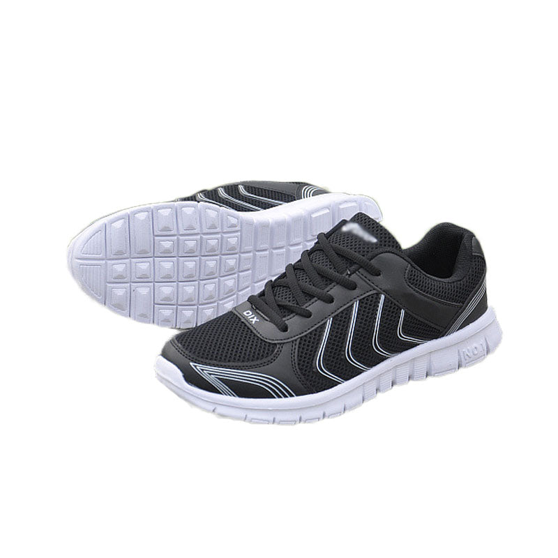 Womens Athletic Mesh Breathable Sneakers Lace Up Comfort Shoes-Black