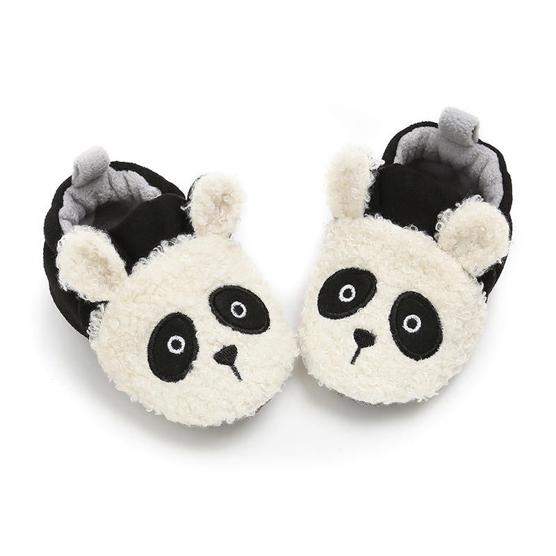 Infant Baby Boys Girls Slippers Non Slips Bottom Winter Booties House Shoes-PandaWhite