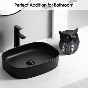 Owl Statue for Home Decor Accents Living Room Office Bedroom Kitchen Laundry House Apartment Dorm Bar -Black