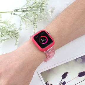 Fashion Resin Candy Watch Band + Watch Case For Apple Watch SE/6/5/4/3/2/1£¨Pink+Red£©