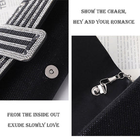 Womens Rhinestone Clutch Purses Evening Bags Sparkling Gliter with Chain-Black