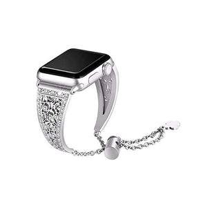Hollow Retro Metal Watch Band With Diamond For Apple Watch SE/6/5/4/3/2/1(Silver)