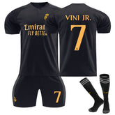 Real Madrid Second Away Jersey VINI JR. #7 Soccer Jersey Kids Adult 3Pcs Jersey Kits