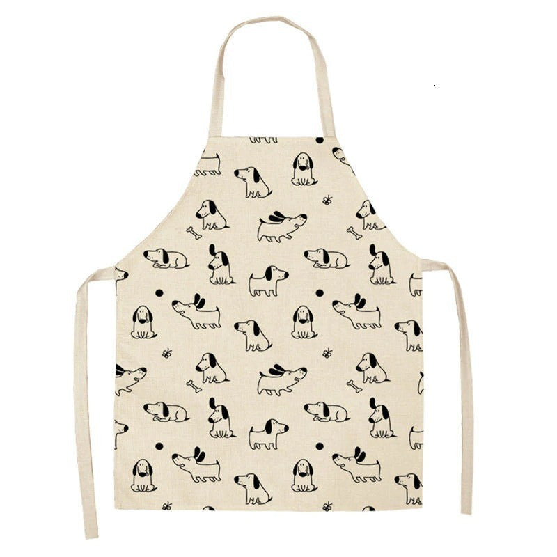 Animal Print Linen Apron for Cooking Gardenin-A21