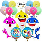 15Pcs 25 inch Cute Shark Balloon Helium Shark Family Balloons for Baby Shark Birthday Part