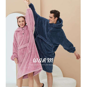 Hoodie Plush Pajama Set for couple-Pink