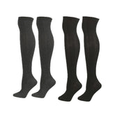 3Packs Women Extra Long High Socks Knit Warmers Thick Tall Long Boot Stockings Leg-BlackDarkGray