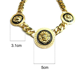 Gold Lion Heads Necklace Hip Hop Statement Chunky Chain