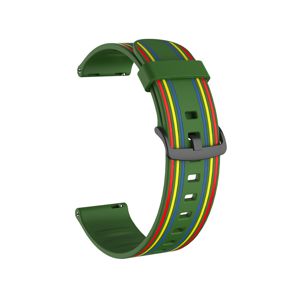 Silicone Band Striped Watch Band For Samsung Galaxy Watch 42/46mm Gear S3 Frontier/Classic(Rainbow Green)