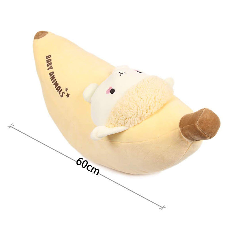 Sheep Plush Stuffed Animal Pillow-Cute Banana Squishy Hugging Plushie-Gifts for Kids