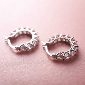 Zircon Lacework Small Hoop Earrings for Women Girls-Silver