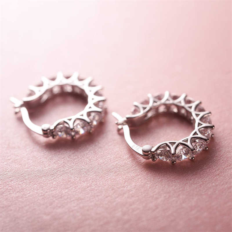 Zircon Lacework Small Hoop Earrings for Women Girls-Silver