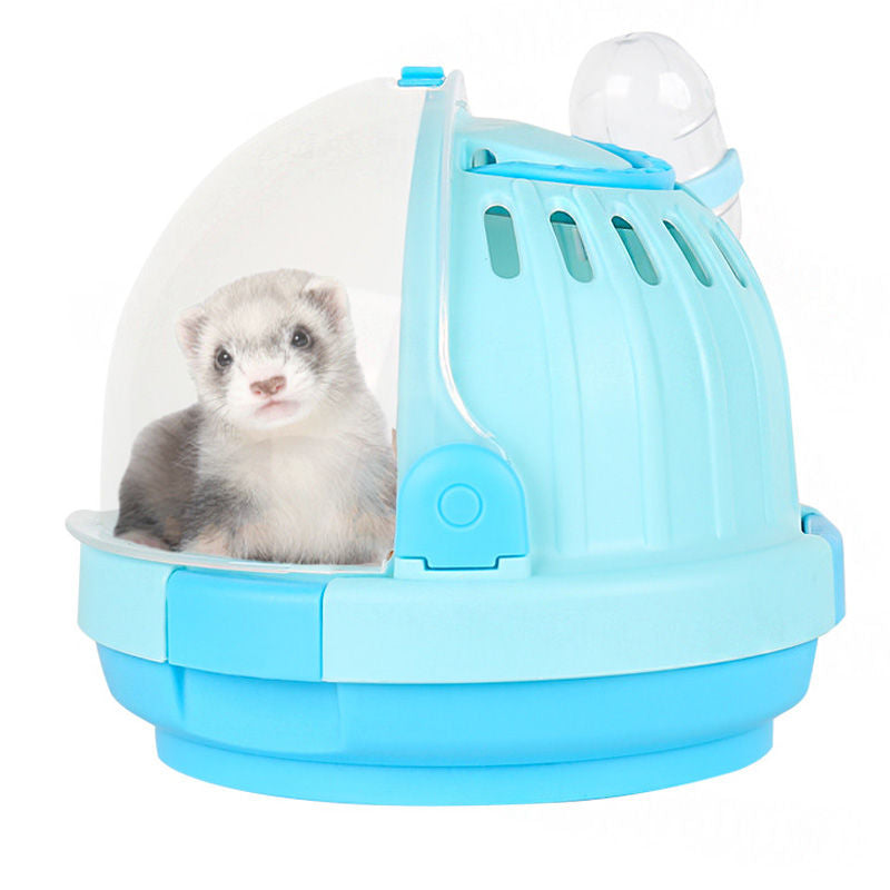 Hamster Portable Carrier Cage With 60ml Water Bottle-Blue