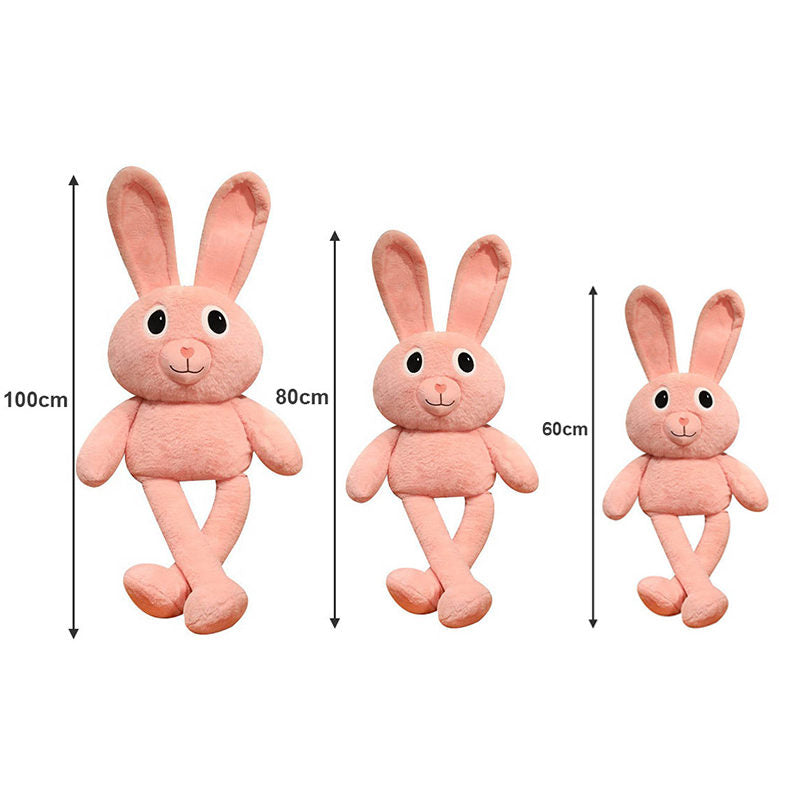 Plush Stuffed Bunny Toy Stretchable Ear and Leg Rabbit Shape Dolls for Girls Kids Gifts