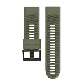 Smart Watch Band For Garmin Fenix 5/5Plus/6/6 Pro Forerunner 935/945 Quick Release Silicone Strap Black Steel Buckle-Army Green
