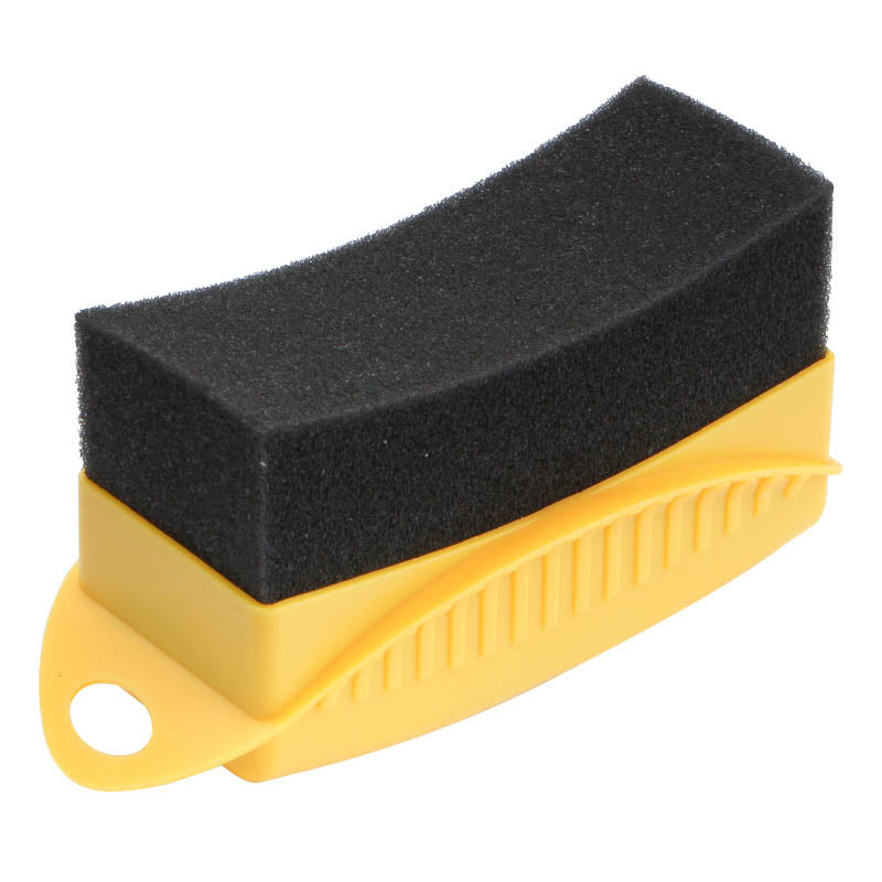 Car Tire Wipe Arc Sponge with Lid Car Cleaning Tool-Yellow