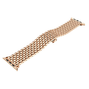 Dragon Leather Metal Watch Band For Apple Watch SE/6/5/4/3/2/1(Rose Gold)