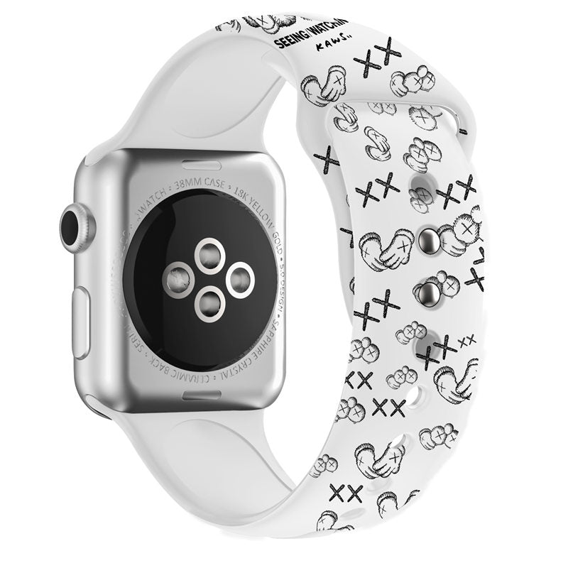 Street Fashion Printing Pattern Silicone Watchband for Apple Watch SE & Series 6/5/4/3/2/1-A22