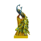 Resin Peacock Statue Desktop Adornmen for Home Wedding-S/Double Headed