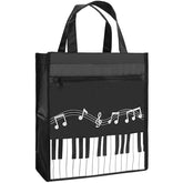 Piano Keys Music Waterproof Oxford Cloth Handbag Shoulder Shopping Bag-Black