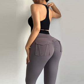 Womens Yoga Pants High Waist Leggings with Pockets for Workout-Grey1