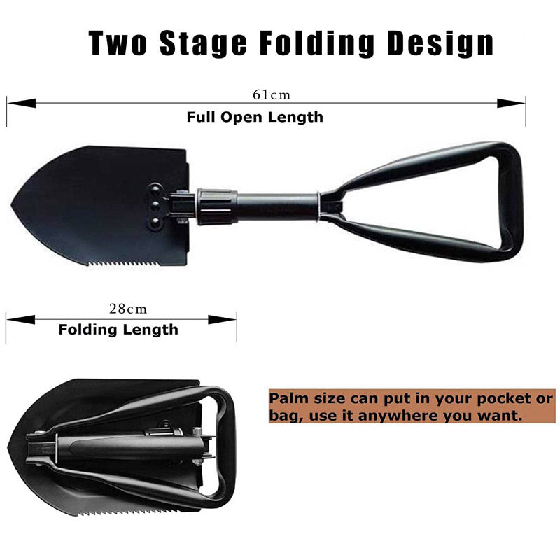 Folding Shovel with Wood Saw Edge Entrenching Tool for Camping