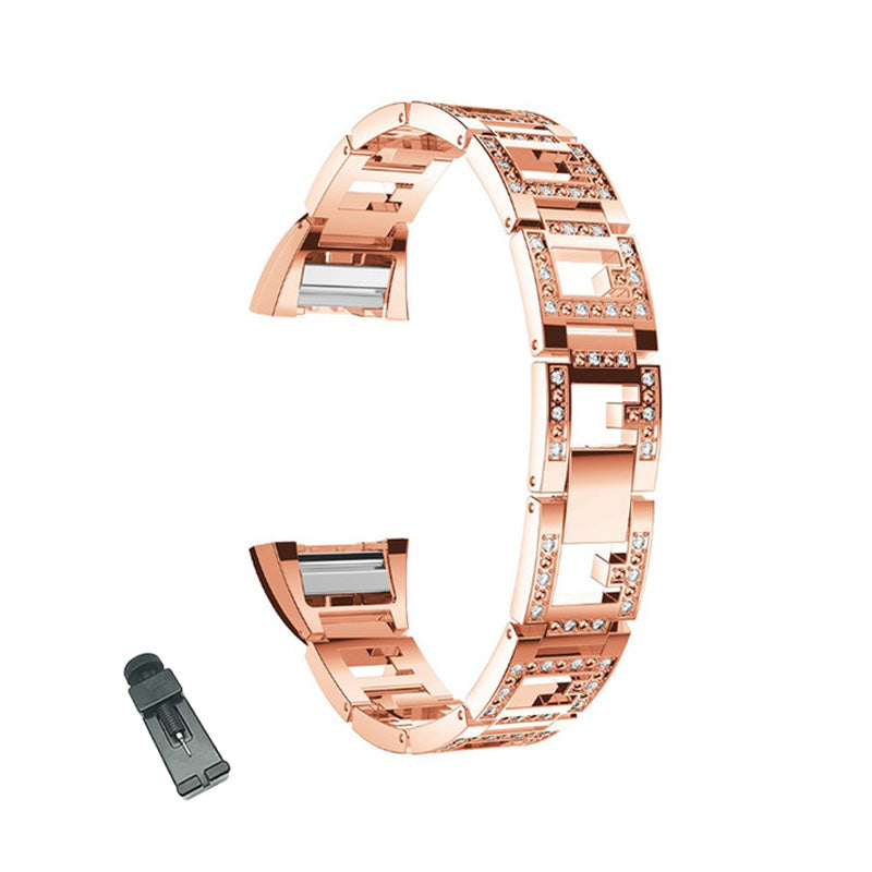 RZK Stainless Steel Watch Band Adjustable Wristband Replacement Sport Strap For Fitbit Charge 2 For Women-Rose Gold