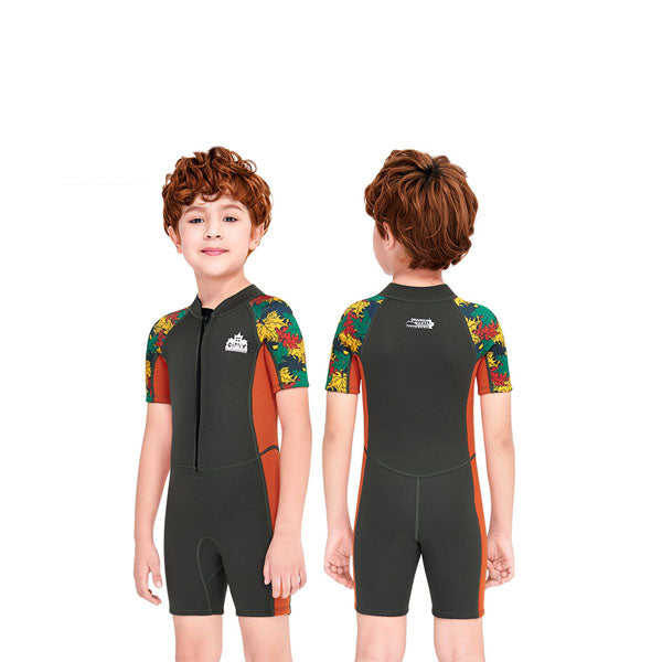 Adore 2.5mm Kids Wetsuit Thick Warmth One-piece Short-sleeved Wetsuit -M150606K-Gray