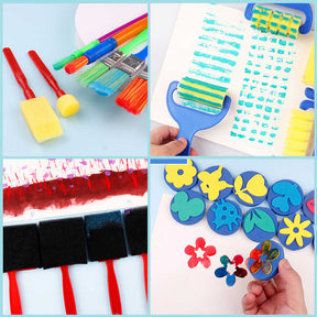 60 Pcs Painting DIY Paint Sponges Tool and Pigment Set for Kids