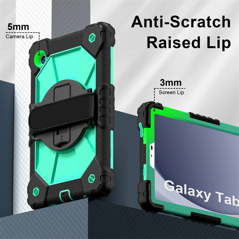 Tablet Case Full Body Protection with Stand Shoulder Strap for Galaxy A9 Plus-MintGreen