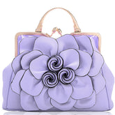 Womens Rose Flower Evening Clutches Formal Party Totes Shoulder Bag-LightPurple