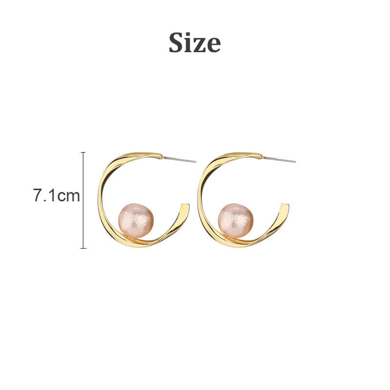 C-shaped Cotton Pearl Earrings Hoop Drop Studs for Women Girls